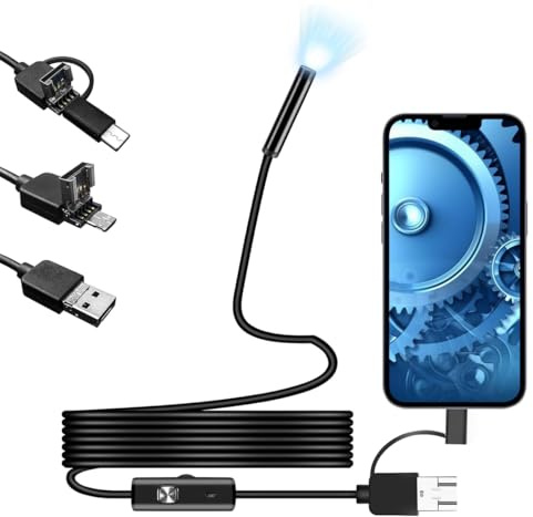 Tragbares USB-Endoskop, 3-In-1 LED-Endoskop-Inspektionskamera Für Android-Smartphones, Universeller USB-/Typ-C-Anschluss, 3,9 mm wasserdichte Linse, Für Haushaltsgeräte Und Fahrzeugreparaturen (3.5m)