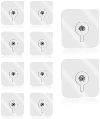10 PCS Adhesive Picture Hooks No Drill Adhesive Hooks Wall Hanger Frame Hangers Without Nails No Drill Picture Hanging Hook for Home, Office, Bathroom, Kitchen
