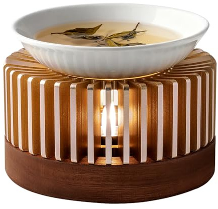 FARYODI Doftlampa för eteriska oljor, doftlampa värmeljus med värmeljushållare, aromalampa av keramik/bambu, för spa, yoga, hem, dekoration, halloween, jul