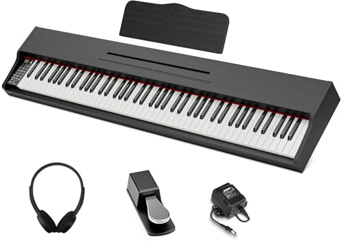 JOINATRE 88 Keys Digital Piano Keyboard with Semi-weighted Full Size Keys,Portable Electric Piano with Pedal,Headphone,MP3 Connection,Full-featured Keyboard for Beginner,Kids,Adults,Black