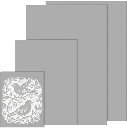 chuanhylis 4 Pezzi Linoleum per Incisione, 2A4+1A5+1A6 Pannello in Linoleum, PVC Piastra in Gomma Morbida, Blocchi di Intaglio per Incisione, Artigianato Fai da Te e Sigilli (Grigio)