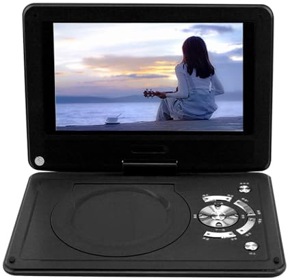 Lettore Dvd portatile da 9 pollici, Lettore Dvd multifunzione con schermo Full HD Porta USB Tecnologia antideflagrante rinforzata Angoli ampi DP per viaggi in auto all'aperto (Nera)