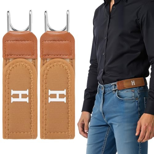 Vicloon Gancho Metálico Cinturón Elástico, Cinturones Sin Hebilla Unisex, Cómoda Ajustable, Cinturones Laterales Invisibles Para Hombres y Mujeres para El Trabajo, Uso Diario