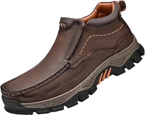 ANQKYO Bottes de marche Bottes de marche orthopédiques confortables en cuir véritable faites à la main for hommes, mocassins classiques décontractés et travail for un usage quotidien(11)