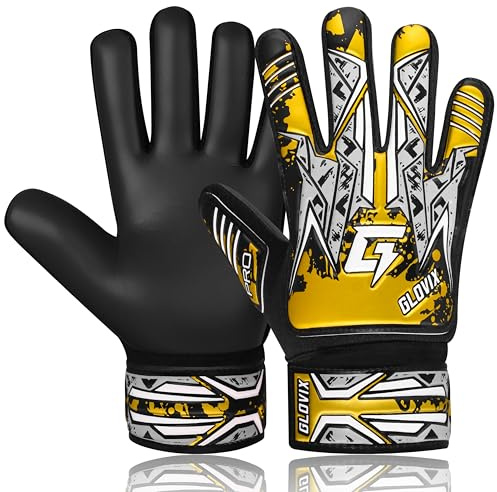GLOVIX Kids Goalkeeper Gloves for Boys & Girls–Junior Football Goalie Gloves with Super Grip Latex Palm, Breathable Mesh & Secure Wrist Strap–Youth Soccer Gloves for Training & Matches