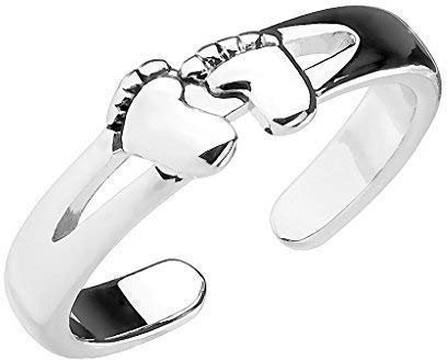 Tapsi´s Coolbodyart® Finger Zehen Ring Messing Rhodiniert Verstellbar Baby Füßchen