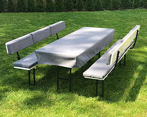 Biona Bankauflagen für Bierbankgarnitur mit Lehne + Husse aus TeflonSilk (5er Set 2 Auf. 2 Le.TD 70, grau)