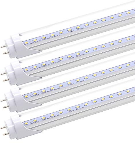 Probelie T8 T10 T12 2FT LED Light Tube - 8W 24 Inch Led Fluorescent Tube Replacement, 20W Equivalent, 1120 Lm, 5000K Daylight White, Ballast Bypass, Two Pin G13 Base, Clear Cover (Pack of 4)