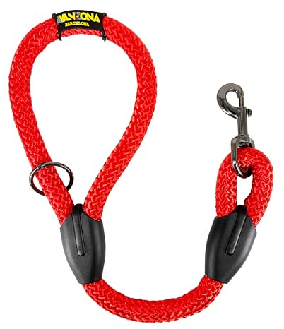 Hundeleine aus dickem 18-mm-Seil. Rot, 60 cm. | Robustes, weiches 18-mm-Polyesterseil für den Alltag, für mittelgroße, große und sehr große Hunde, in Spanien gefertigt