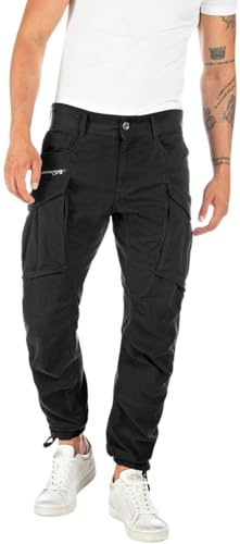 Replay Cargo-byxor för män, Joe, normal passform, av komfort bomull, Svart 098, 36W x 30L
