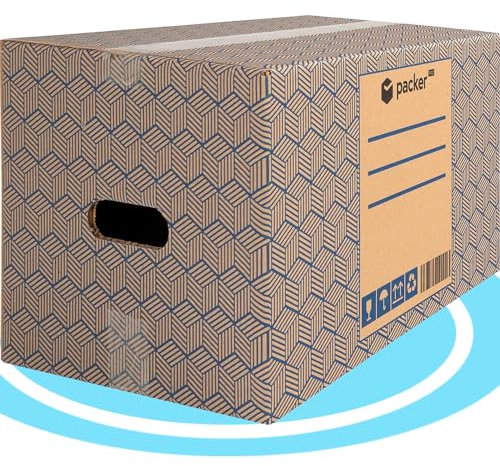 packer PRO Confezione da 10 scatole in cartone per traslochi e stoccaggio ultra resistenti con manici 500 x 300 x 300 mm