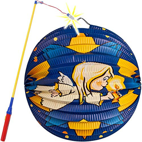 alles-meine.de GmbH Set: Laterne/Lampion - + LED Laternenstab - Schutzengel - Engel - für Kinder - Umzug - Papierlaterne - Laternen/Papier Lampe Lampions - Figur - für Latern..