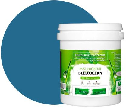 BOX DECO COULEURS Pintura de pared natural ecológica con aspecto mate interior Natura – 1 l/13 m², azul océano