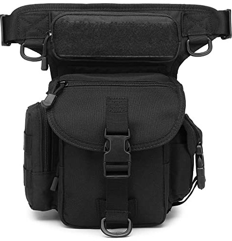 ATBP Taktische Beintasche, Oberschenkeltasche, Militär-Hüfttasche für Motorrad, Rennrad, Radfahren, Wandern, Reiten, Schwarz, 4.3 x 12 x 16.3 inches, Beintasche