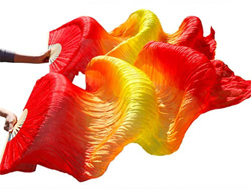 Stage Performance Bauchtanz-Fans, 100 % echte Kunstseide, abgestuft, Farbtanz, Zubehör, Bauchtanz, 180 x 9 cm, Seidenschleier, Fans, Figure-10, 120 Seidenimitat