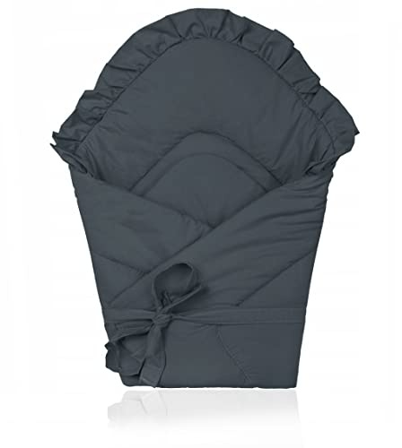 PIMKO Babyhörna med volang inslagningsfilt, sovsäck, sarong för nyfödda och småbarn, gosig mjuk, praktisk filt, kuvertfilt, 100 % bomull (Vulcano)