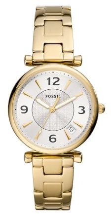 Fossil Damenuhr Carlie 3-Zeiger-Werk Datum Edelstahl goldfarben, ES5159