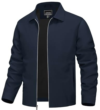 TACVASEN Lightweight Bomber Jacket Men Casual Windproof Summer Jackets for Men Smart Thin Spring Coats Water-Resistant Navy Blue,2XL