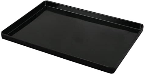 misppro Bandeja grande de plástico rectangular para alimentos, bandeja de mayordomo, bandeja de desayuno (esmalte negro, 14 x 10 pulgadas)