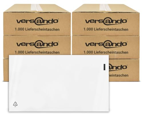 versando 6000 Lieferscheintaschen DIN lang selbstklebend Dokumententaschen | Begleitpapiertaschen transparent