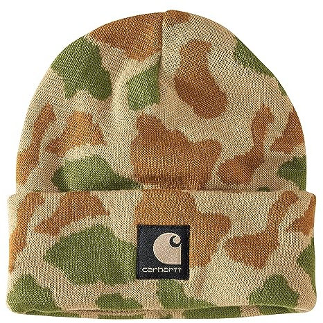 Carhartt Herren Knit Camo Beanie, Dark Khaki Duck Camo2, Einheitsgröße