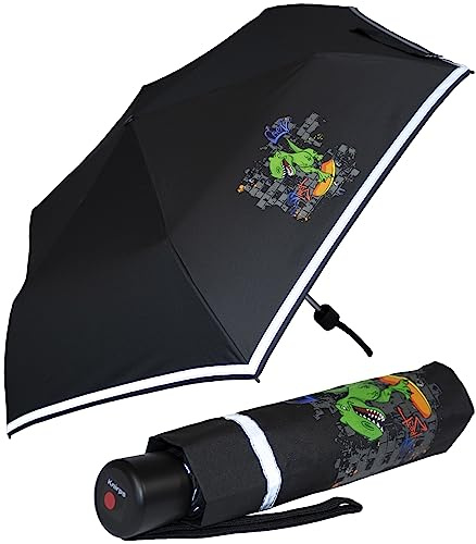 Knirps Kinder-Taschenschirm 4Kids reflective mit Reflexborte - T-Rex