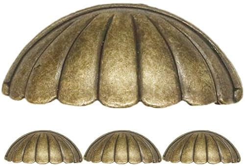 Housoutil Poignée De Coquille, 4 Pièces Laiton Bouton De Porte Poignée Forme De Coquille, Rétro Poignées De Meubles Pour Porte D'armoire Poignées De Porte De Cuisine