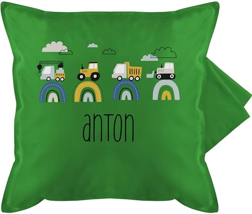 Kissenbezug - Baustelle I Traktor I Bagger I Kran I Kipper I LKW I Planierraupe - 50 x 50 cm - Grün - baustellen kissen tractor pillow trecker traktor, polster kinder traktorkissen bulldog