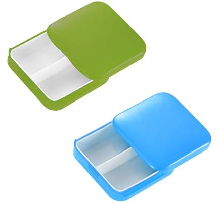 Scatola per compresse, 2 scomparti, portapillole, piccola scatola per pillole, organizer per medicinali, scatola per pillole resistente all'umidità, per viaggi e uso quotidiano
