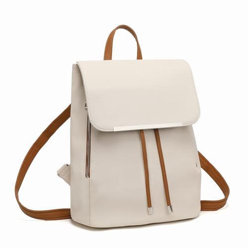 Miss Lulu Sac à Dos Femme Élégant en Cuir PU avec Cordon de Serrage, Léger et Résistant à l’Eau, Sac à Dos Ville Femme pour Travail, École, Shopping et Voyage