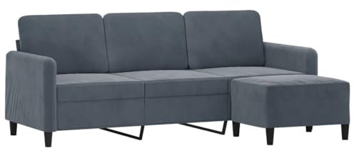 vidaXL 3-Sitzer-Sofa mit Hocker Dunkelgrau 180 cm Samt