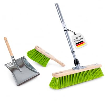 Straßenbesen Set Neon-Grün 60cm Teleskopstiel Besen Handfeger Kehrschaufel
