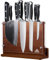 ENOKING Grand Bloc à Couteaux Magnétique 31 x 23,5cm, Porte Couteaux Aimanté Double Face avec Bouclier en Acrylique, Porte Couteaux Magnétique en Bois d'acacia, Range Couteaux de Cuisine