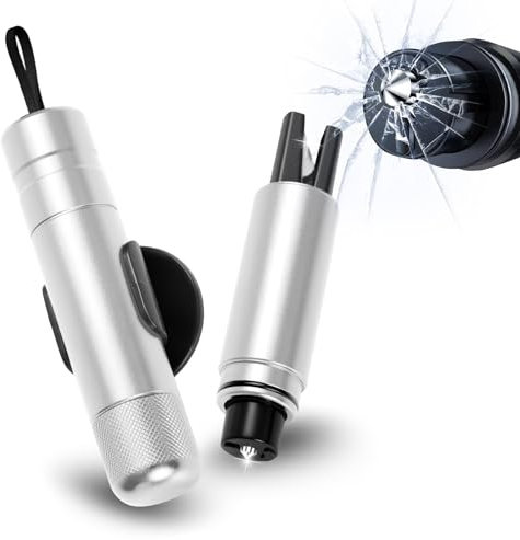 Sosayet 2 In 1 Gurtschneider Notfallhammer - 2 Stück Hammerdex Glasbrecher - Notfallhammer Auto mit Gurtschneider - Aufgerüstet Emergency Rescue Tool - Sicherheitshammer Auto fürs Bus, PKW(Silbrig)