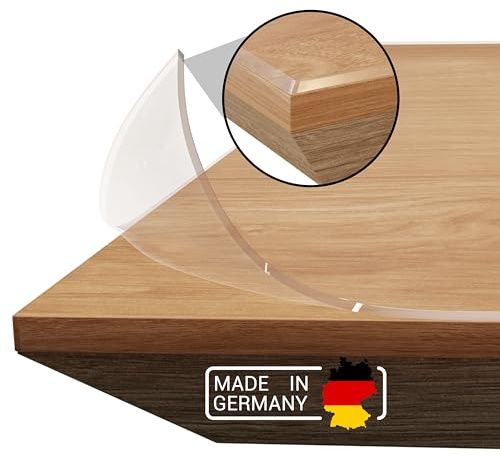 Domar - Tischfolie transparent 2mm nach maß - Made in Germany I Glasklare Tischdecke transparent mit abgeschrägter Kante I Tischschutz transparent für optimalen Schutz (90x180cm)