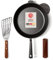 STUR® - ORIGINAL Starter-Set Gusseisenpfanne Induktion 28 cm inkl. Echtleder Griffschutz & Pfannenwender - Cast Iron Pan geschliffen für alle Herdarten - Kratzfeste Pfanne Gusseisen & Zubehör