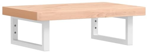 vidaXL Waschtischplatte mit Halterung, Holzplatte Waschtischkonsole Wandmontage, Waschbeckenplatte Wandkonsole Wandregal, Stahl Massivholz Buche