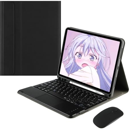ZKAIAI Funda con Teclado para iPad Pro 11 Pulgadas 5.ª Generación (M4) 2024 con Soporte de Lápiz, Español Ñ Teclado Touchpad Desmontable Inalámbrico con Ratón Bluetooth para iPad Pro 11 2024, Negro