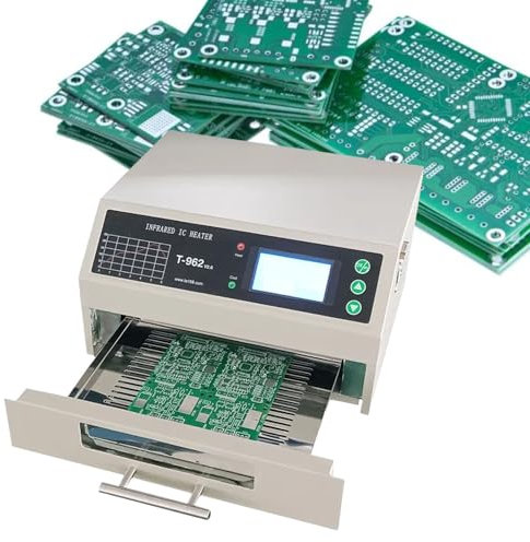 QFGain Four De Refusion Professionnel, Station De Soudage par Refusion Infrarouge T-962 AméLioréE, Chauffage De Soudure PCB, Outil De Soudage Automatique, ContrôLe par Micro-Ordinateur,110V