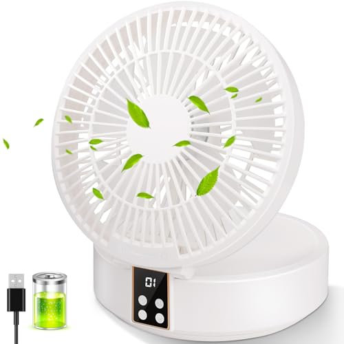 Ausbond Leiser kleiner Lüfter, USB Desktop Lüfter, leiser und starker Wind, tragbarer, mit LED-Licht, Timer, drehbar, 3-Gang-Windgeschwindigkeit, geeignet für Büro, Zuhause, Indoor und Camping