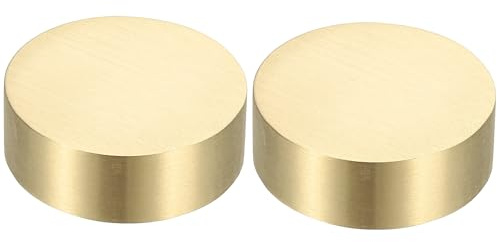 PATIKIL 2 Pcs Chinese Calligraphy Paper Weight, 40mm Round Brass Paperweight Holding Paper Flat for Painting Writing Ink Drawing Desktop Home Office Decoration, Gold Tone