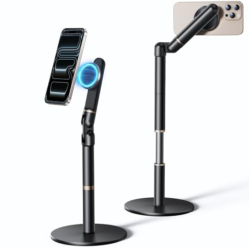 Nauttxon Magnetischer Handy-Halter für Schreibtisch [26–62 cm], Höhen- & Winkelverstellbarer Aluminium Handy-Ständer für Videoaufnahme, Kochen, Training – Kompatibel mit iPhone 17/16/15 u. a. | Handyhalterung für Videoaufnahmen, Kochen, Excising Arbeiten für iPhone 17, 16, 15, 14 Pro Max Air