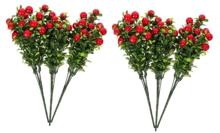 Gatuida 6 Pezzi Rami Ciliegie Artificiali Rosse Realistiche Bouquet Decorativo Riutilizzabile per e