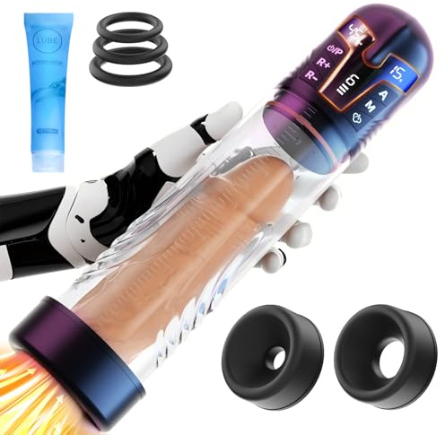 Electric Penis Pump Adult Male Sex Toys, Automatic Penis Enlarger & Extender Pump with 6 Training & 3 Suction Modes, Water Vacuum Pump with Cock Rings for Men Erection, Sex Toys Pumps & Enlargers