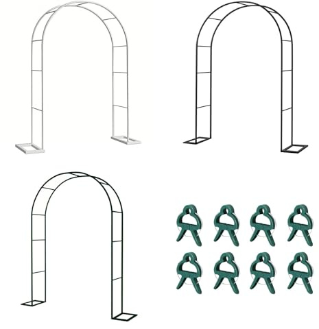 Arche de roses en métal avec base pour plantes grimpantes, pergola de jardin, décoration extérieure, vert foncé (l100 x H220 cm), disponible en tailles 80-200 cm, parfait pour terrasse et terrasse
