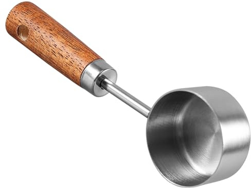 Alipis Cuchara Medidora Para Café Polvo De Acero Inoxidable Mango De Madera Para Especias Té y Leche Polvo Cocina