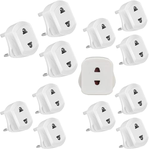 NeoEssenz Toothbrush Adaptor Plug Electric Shaver Shaving adaptor 2 Pin Plug To 3 Pin Plug Shaver Adapter (10*Powerplug-W)