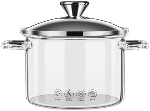 Kochtopf, Glastopf, Glas für Kochtopf mit Deckel und Griff, großer antihaftbeschichteter Glas-Simmertopf für Zuhause, Küche, Restaurant, 3500 ml