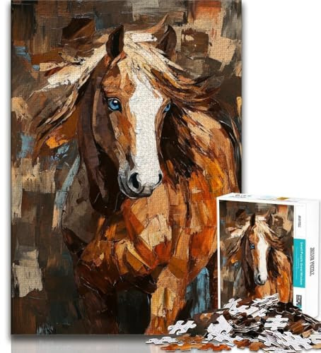 Puzzle für Erwachsene, 1000 Teile, Ölgemälde mit Pferden, lebendiges und einzigartiges Design, entspannendes und herausforderndes Puzzle-Erlebnis (Größe 75x50cm)