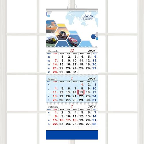 Wandkalender 2026 – 3 Monate vertikaler vierteljährlicher Organizer, Heimbüro-Planungstafel, Studienkalender-Erinnerung, Feiertagsveranstaltungen, Mehrraum-